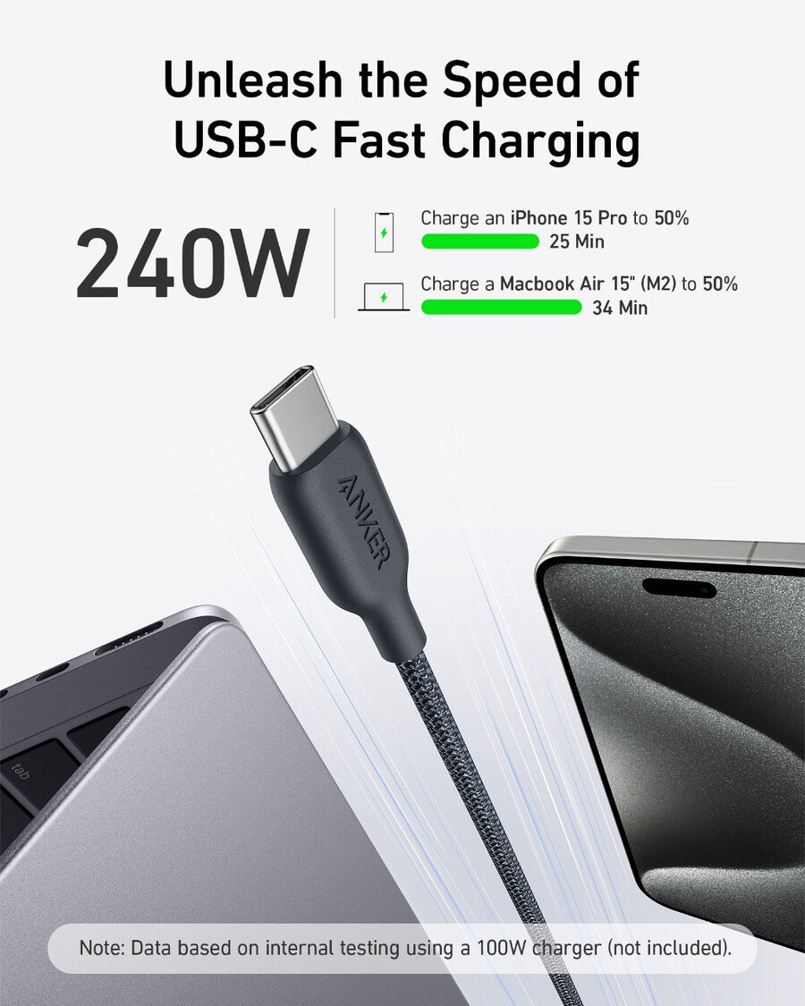 anker 543 usb-c til usb-c kabel bioflettet