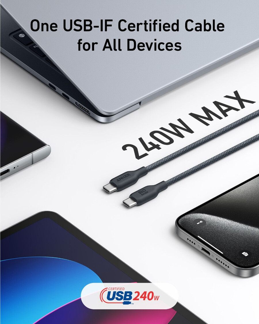 anker 543 usb-c til usb-c kabel bioflettet