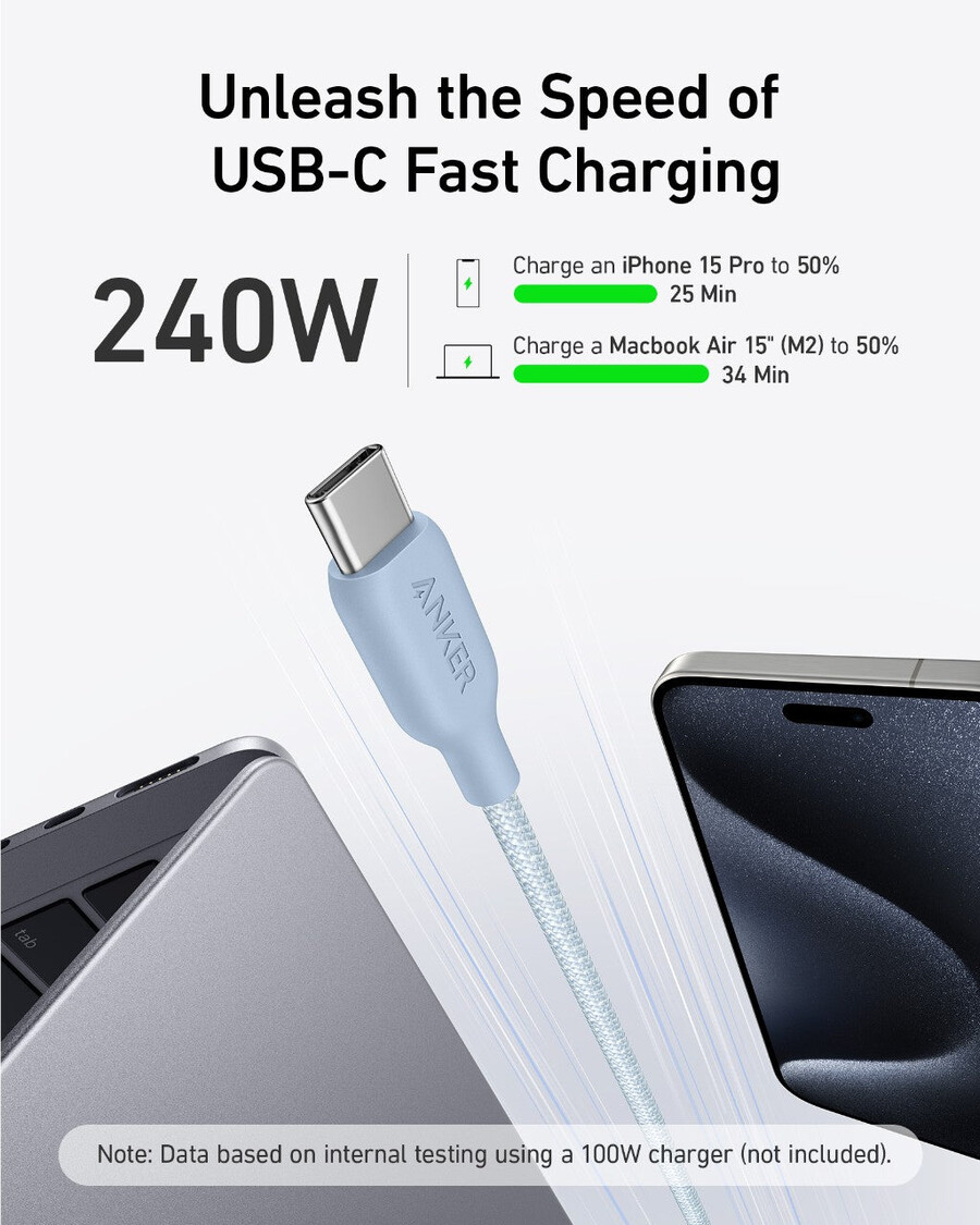 anker 543 usb-c til usb-c kabel bioflettet