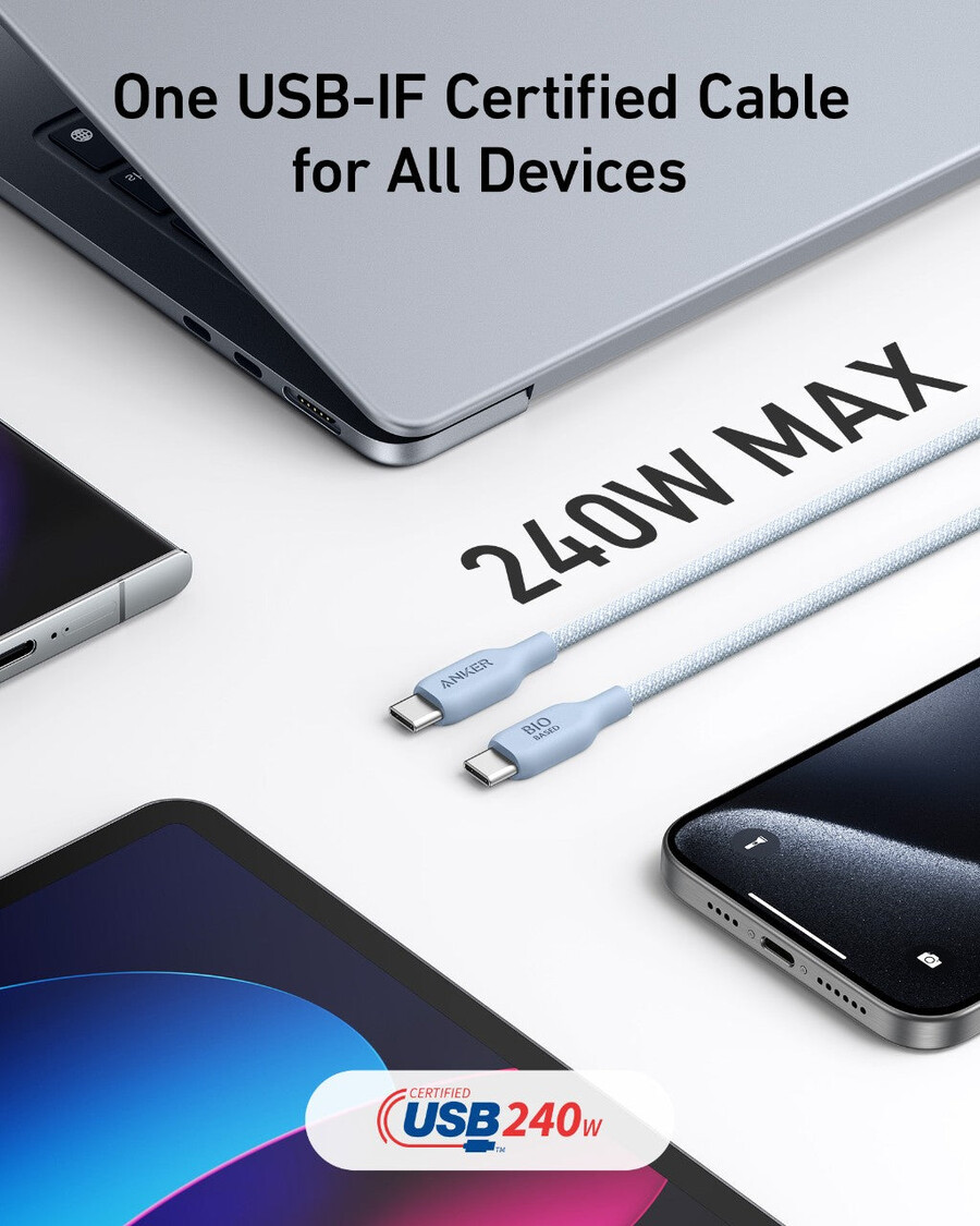 anker 543 usb-c til usb-c kabel bioflettet