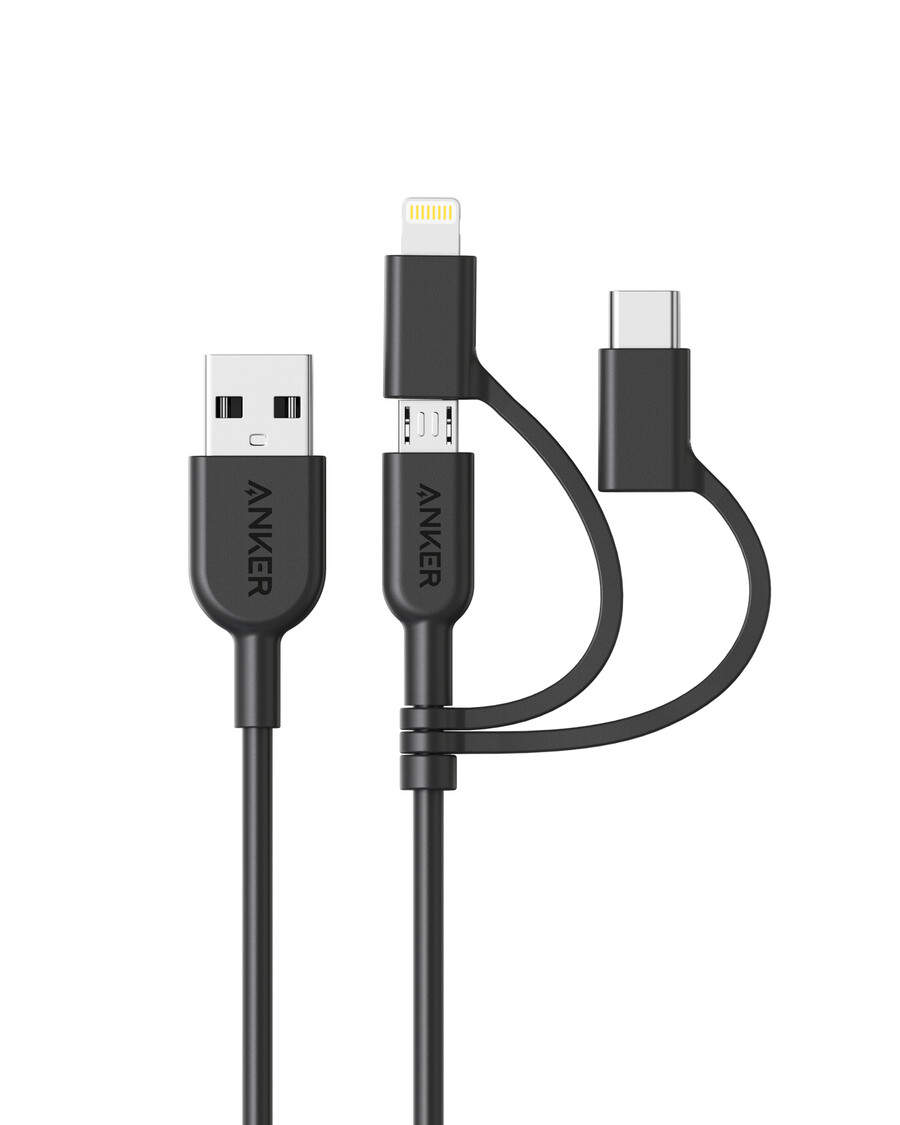 anker 321 usb-a til lightning-kabel 90 cm 3-i-1