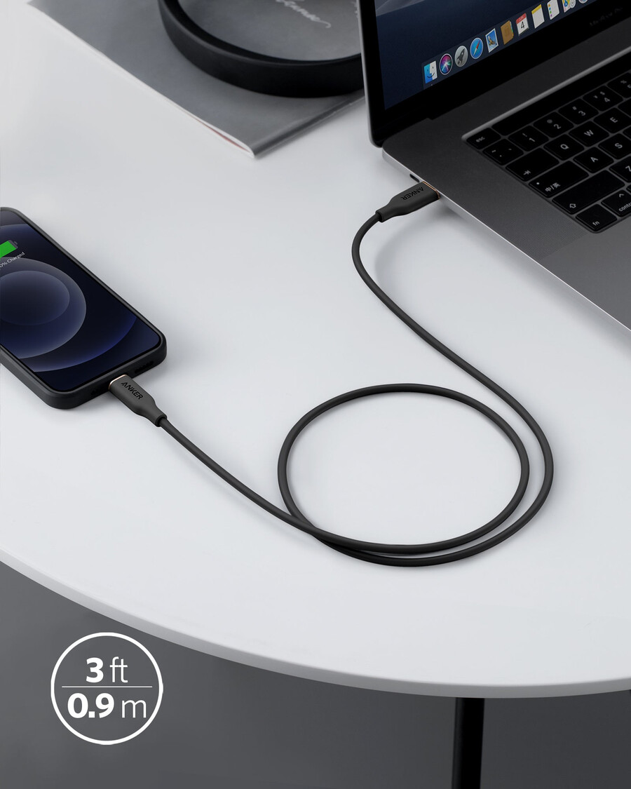 anker 641 usb-c til lightning-kabel flow 90 cm silikone