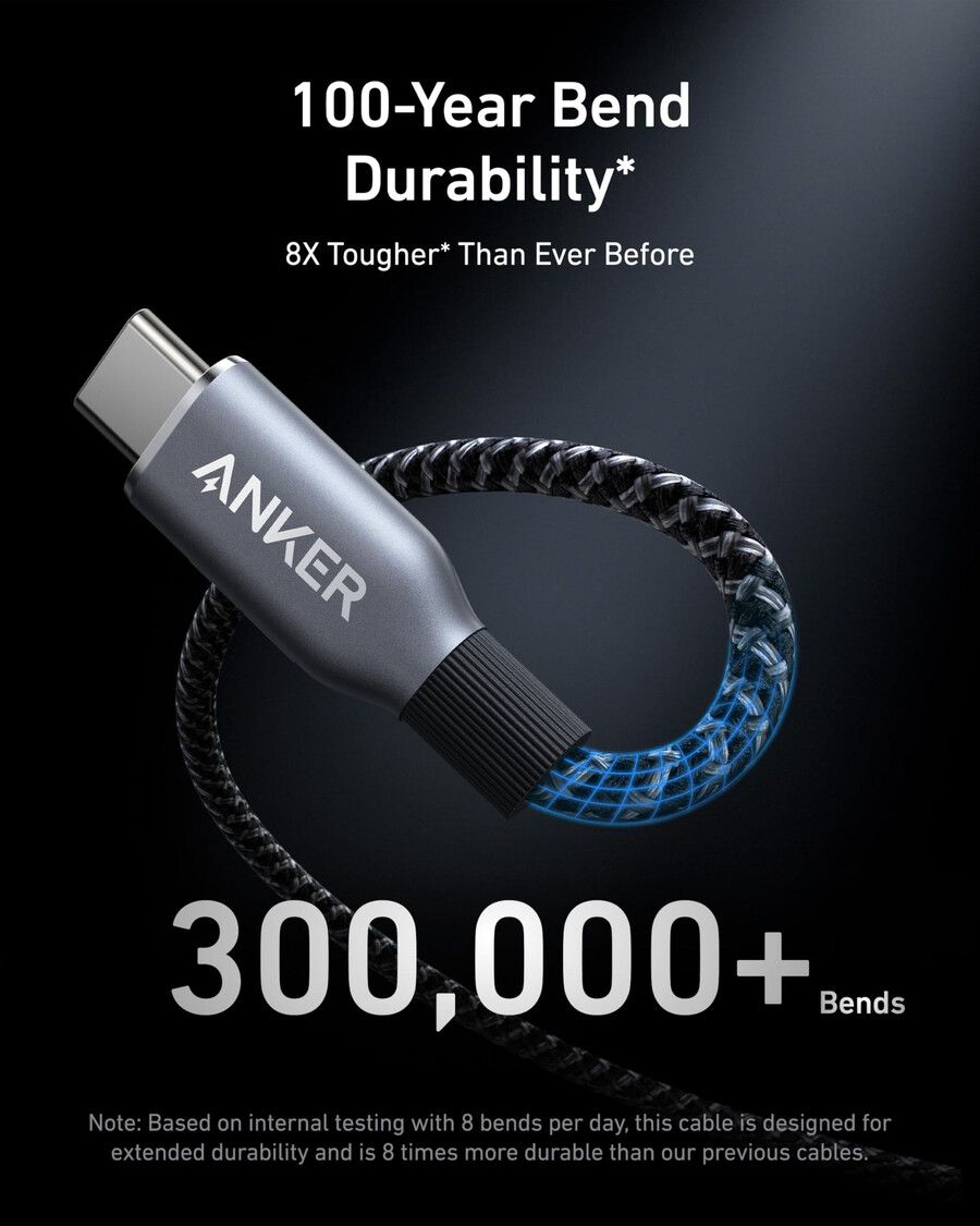 anker prime usb-c til usb-c-kabel 240w genbrugsflettet