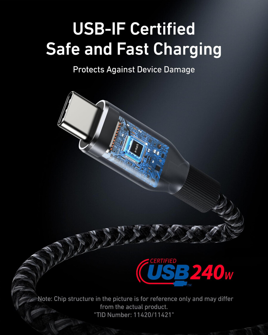 anker prime usb-c til usb-c-kabel 240w genbrugsflettet