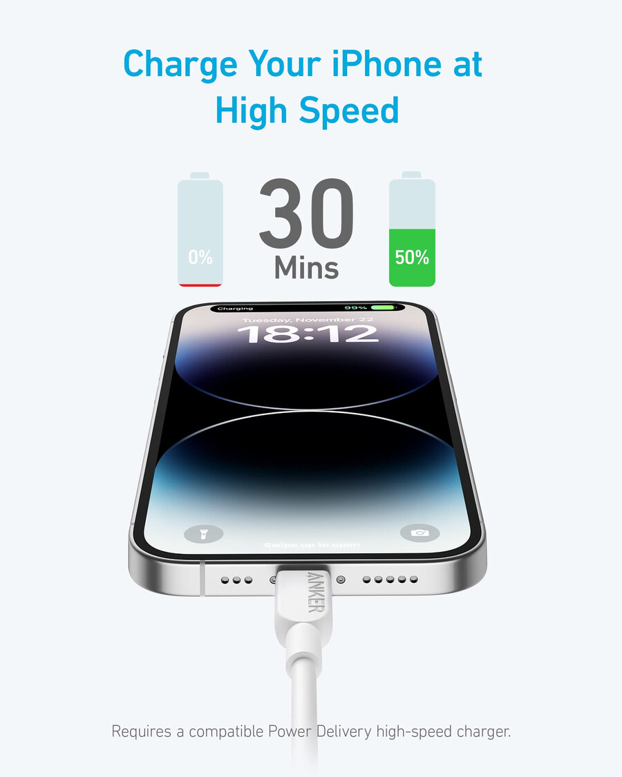 anker 310 usb c til lightning-kabel 18 m 2-pak
