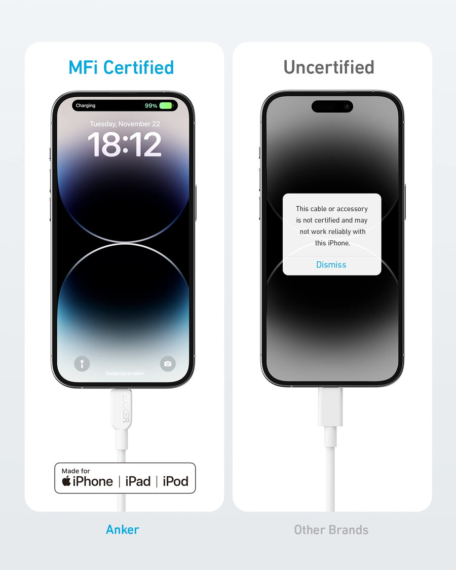 anker 310 usb c til lightning-kabel 18 m 2-pak