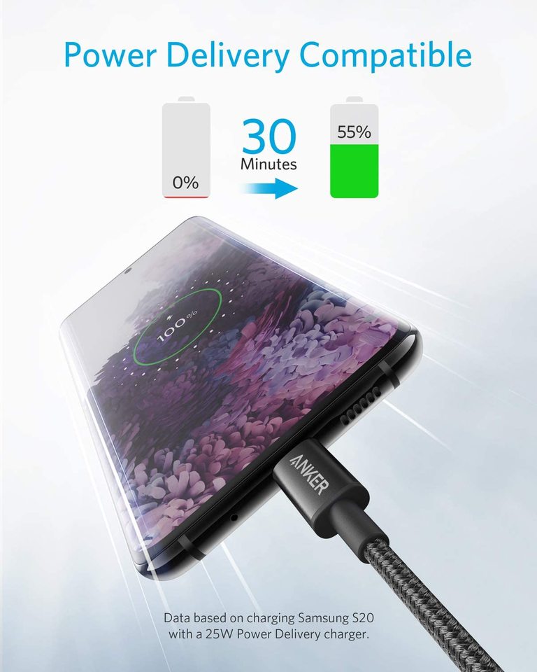 2-pak anker new nylon usb-c til usb-c-kabel 09 m 18 m 60 w