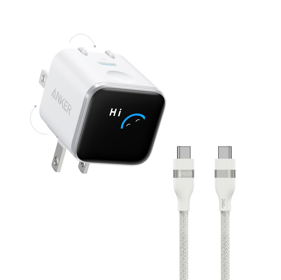 anker hurtigoplader til iphone 45w usb-c oplader med foldbart stik