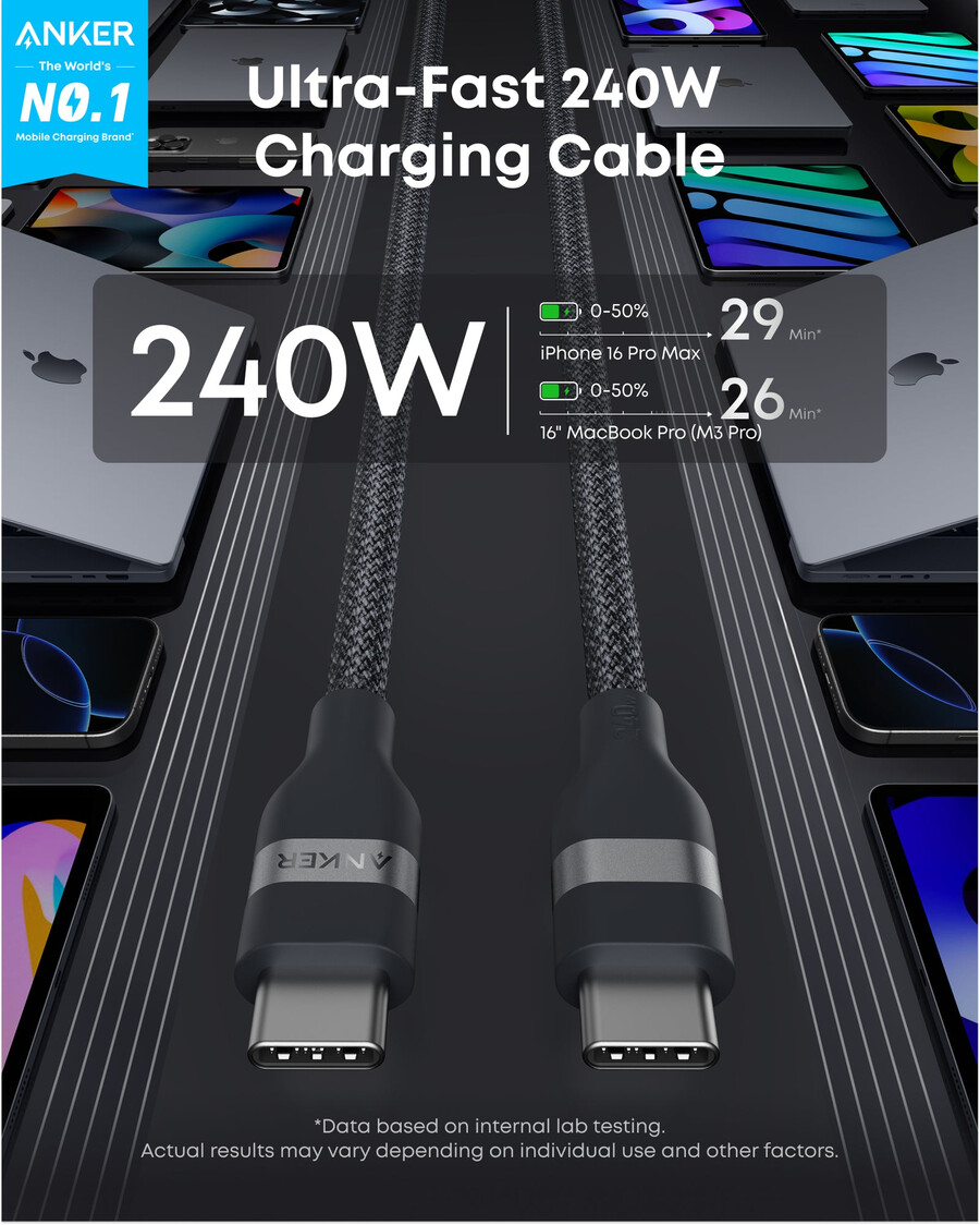 anker hurtigoplader til iphone 45w usb-c oplader med foldbart stik