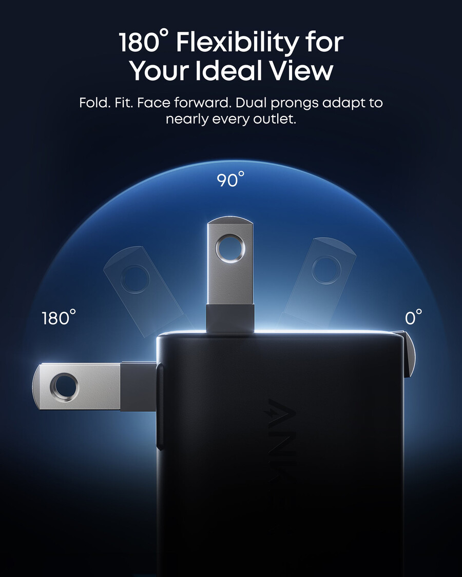 anker hurtigoplader til iphone 45w usb-c oplader med foldbart stik