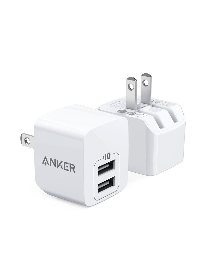 anker dual-port 12w vægoplader 2-pak